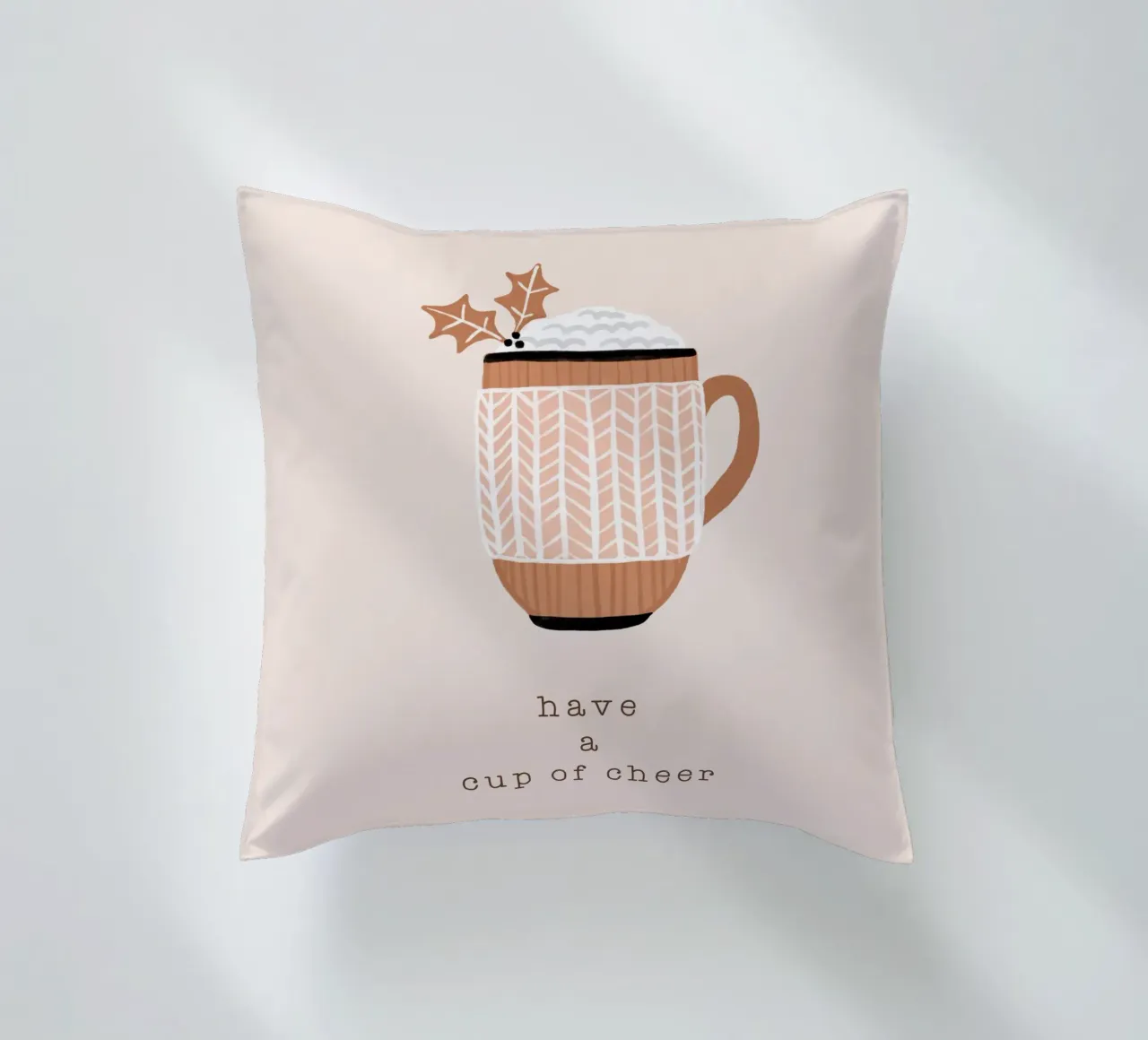 Blush Have A Cup Of Cheer decorative cushion by Orara Studio