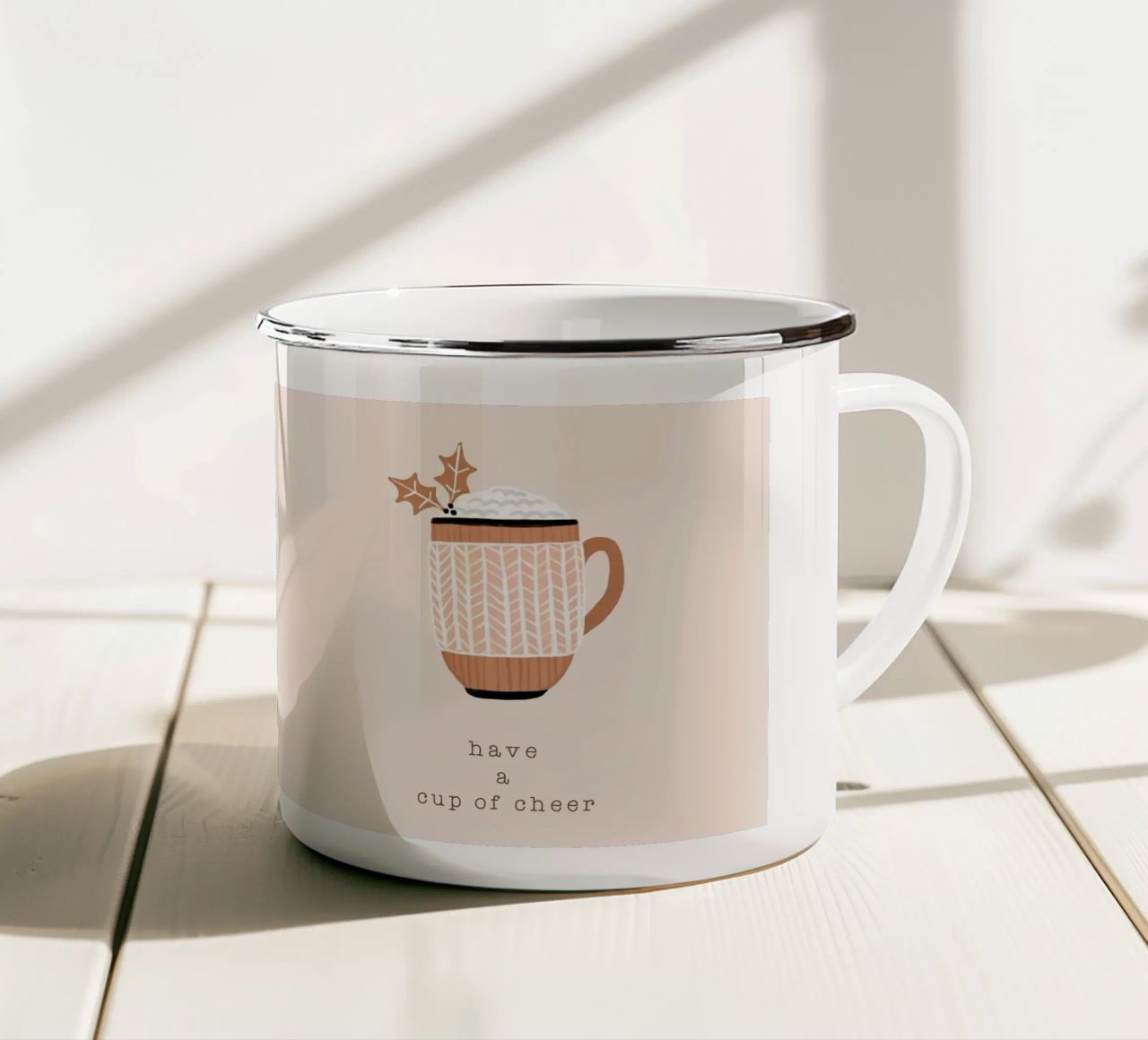 Blush Have A Cup Of Cheer Emaille Tasse von Orara Studio