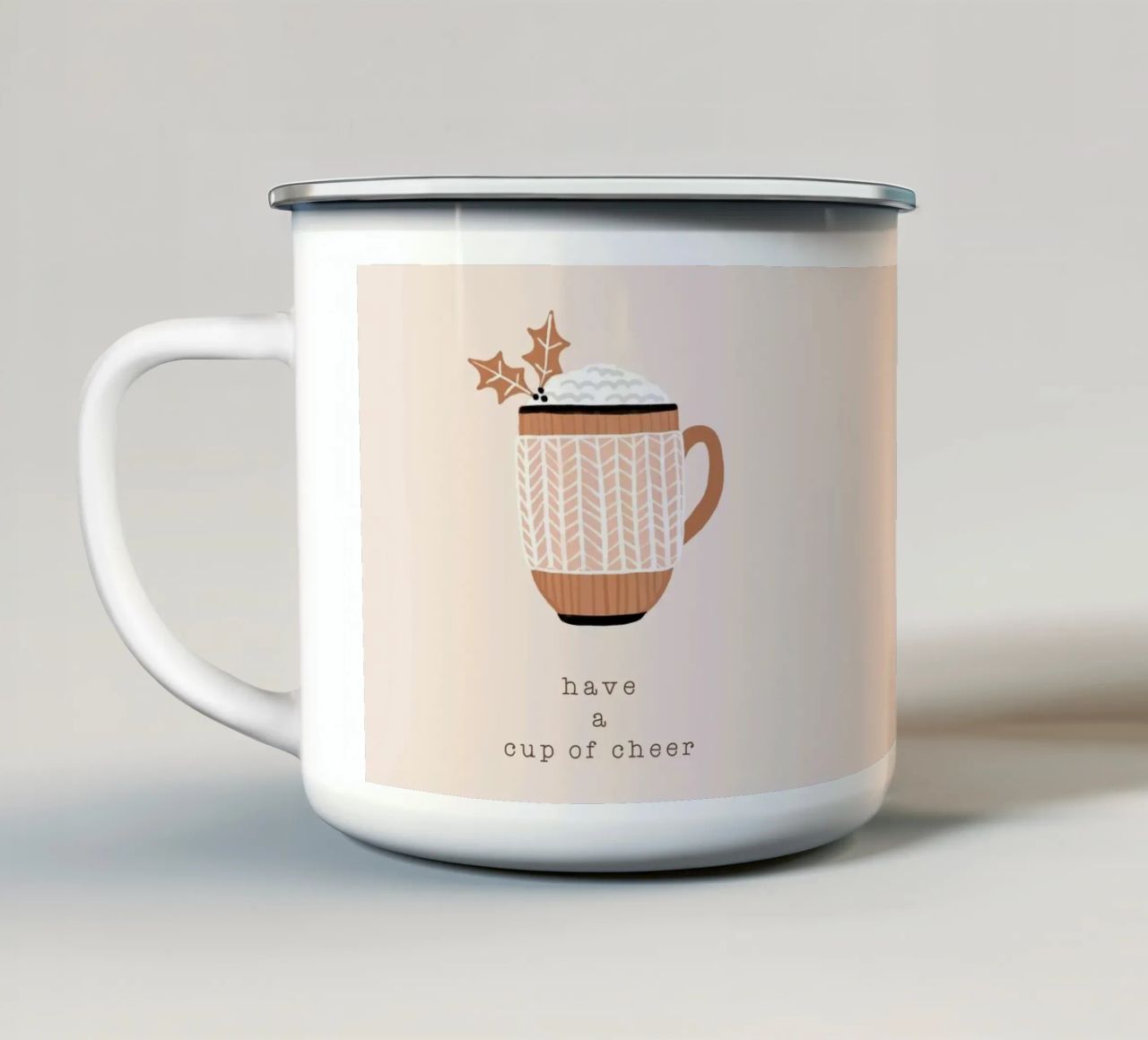 Blush Have A Cup Of Cheer Emaille Tasse von Orara Studio