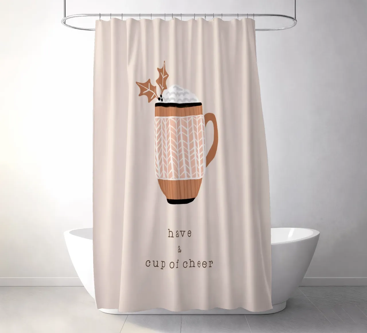 Blush Have A Cup Of Cheer shower curtain by Orara Studio
