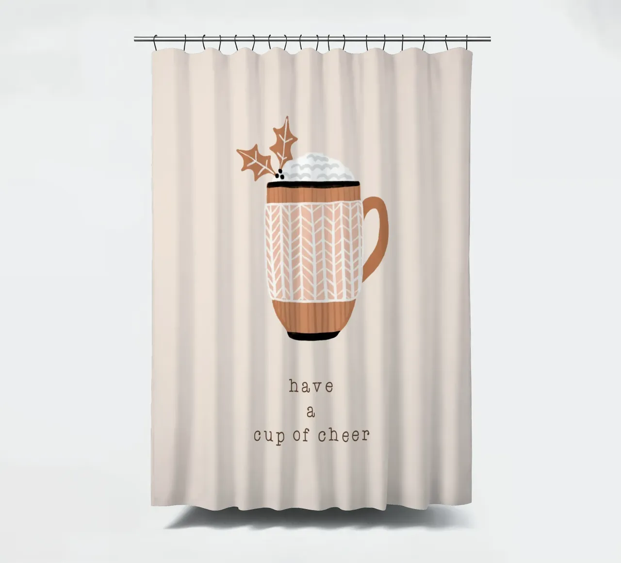 Blush Have A Cup Of Cheer shower curtain by Orara Studio