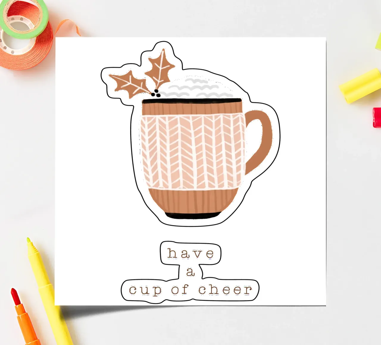 Blush Have A Cup Of Cheer sticker sheet by Orara Studio