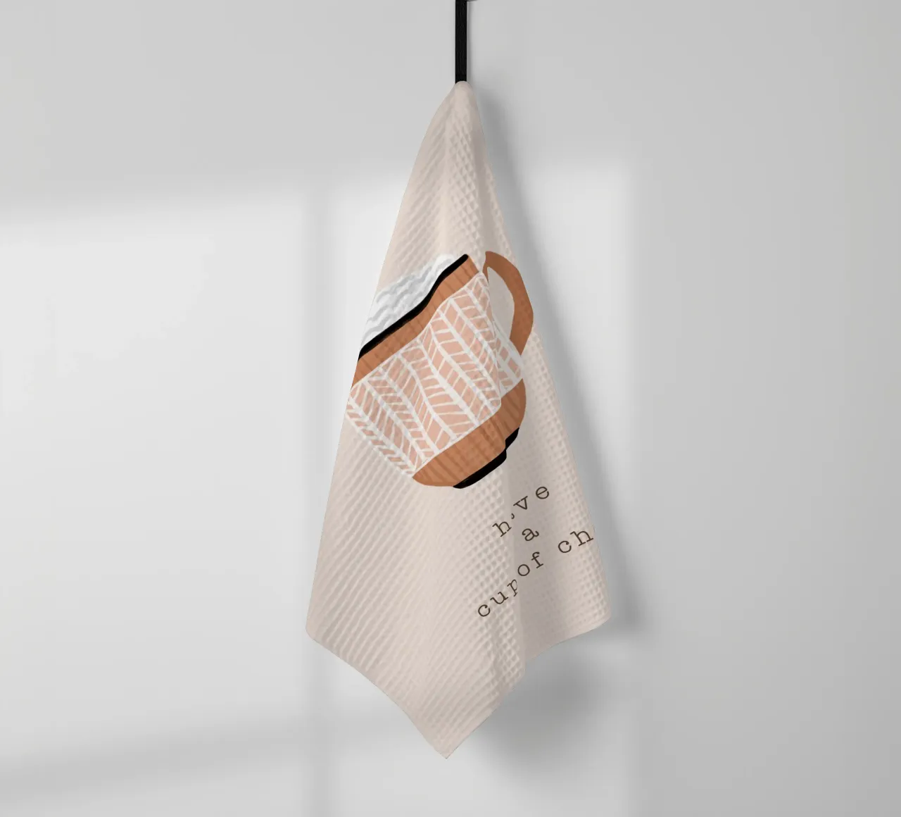 Blush Have A Cup Of Cheer tea towel by Orara Studio