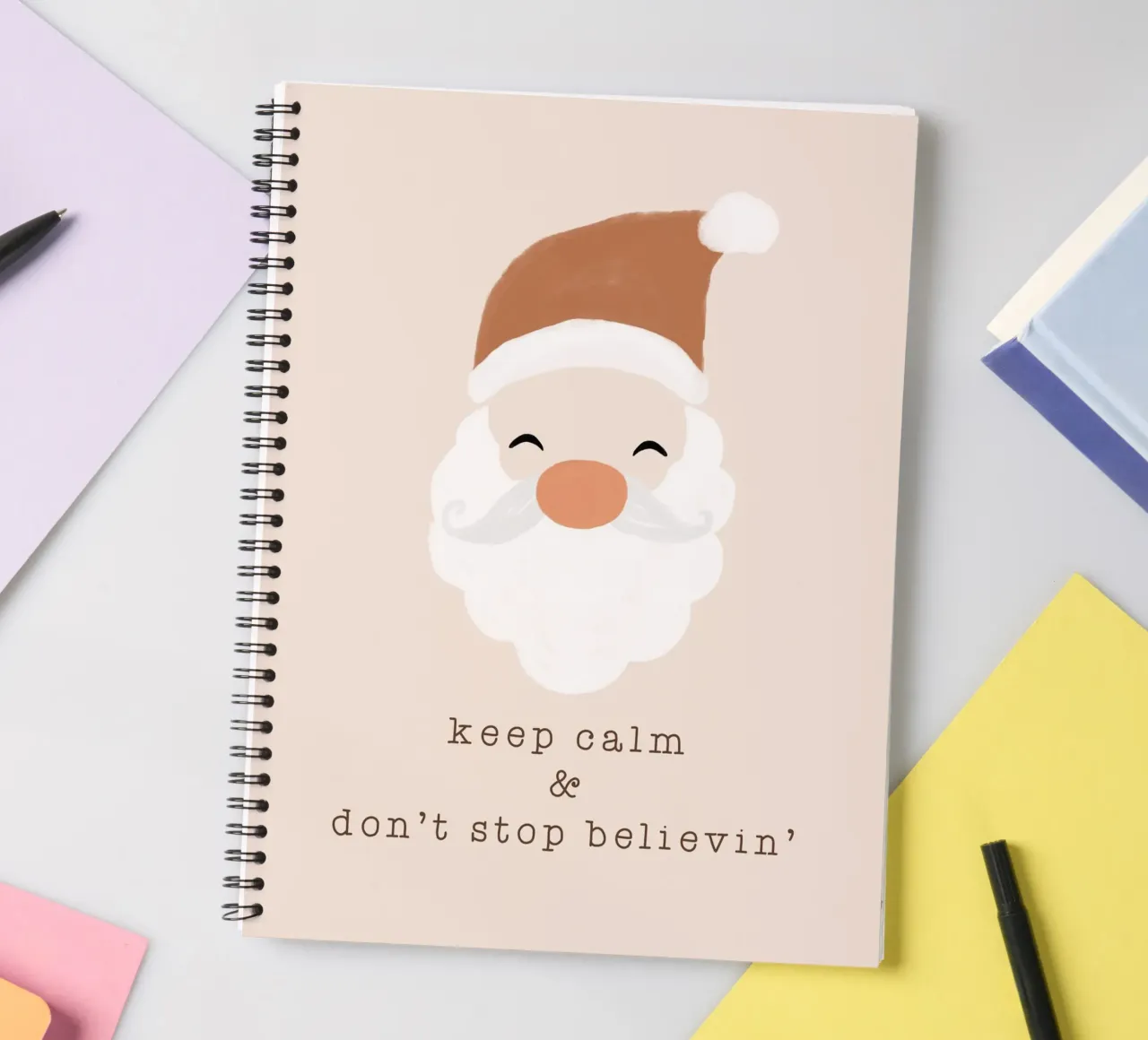 Blush Keep Calm & Don't Stop Believing spiral notebook by Orara Studio