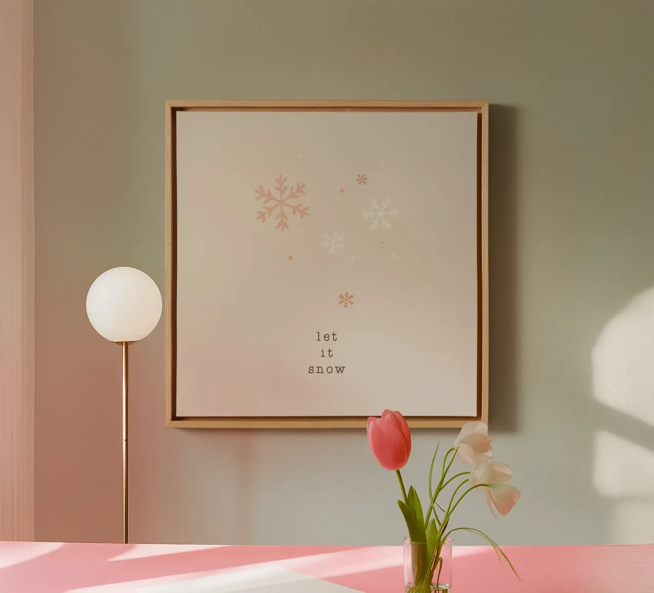 Blush Let It Snow tela con Cornice a cassetta da Orara Studio