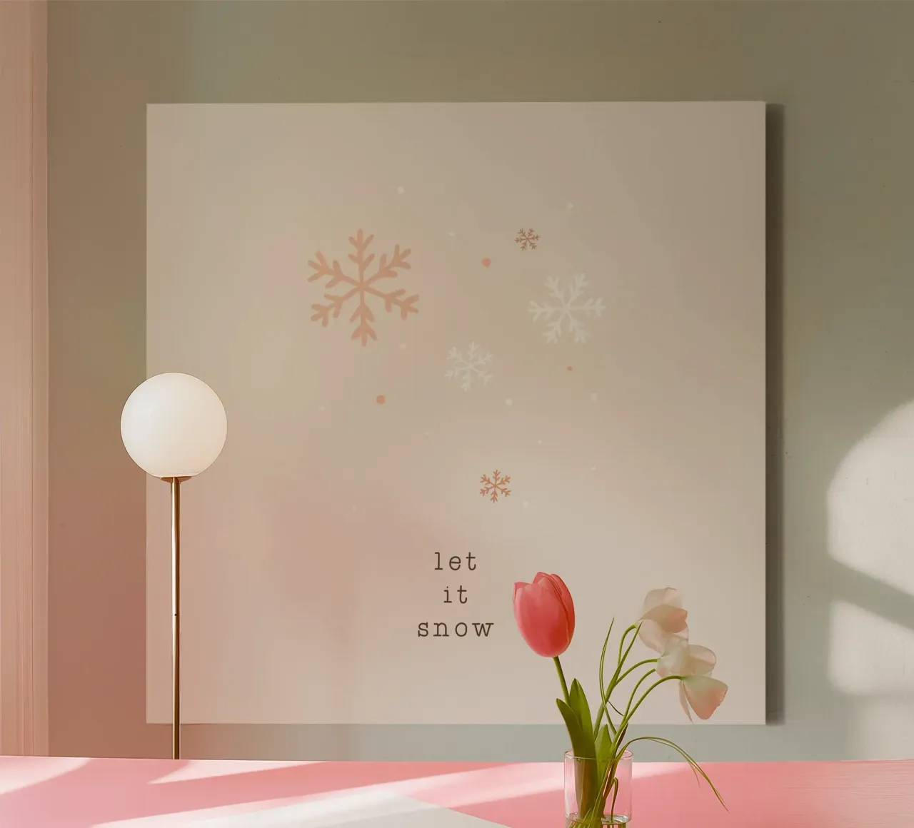 Blush Let It Snow tela con Cornice a cassetta da Orara Studio