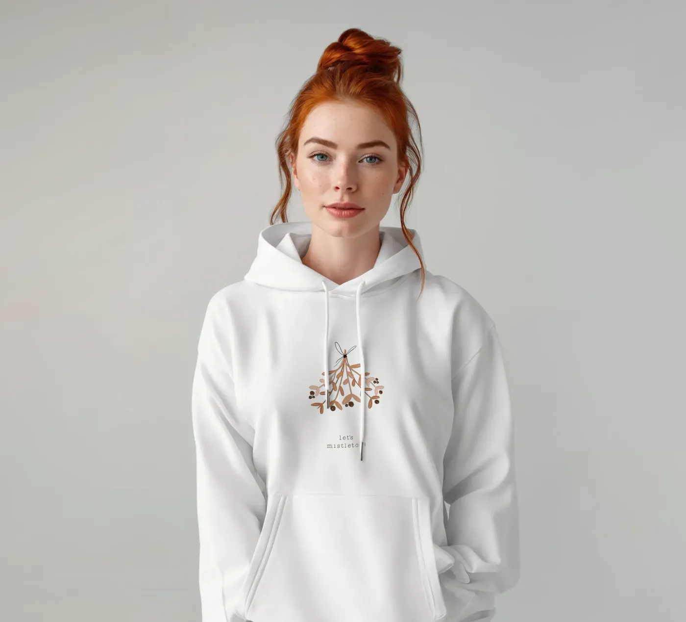 Blush Let's Mistletoe hoodie by Orara Studio