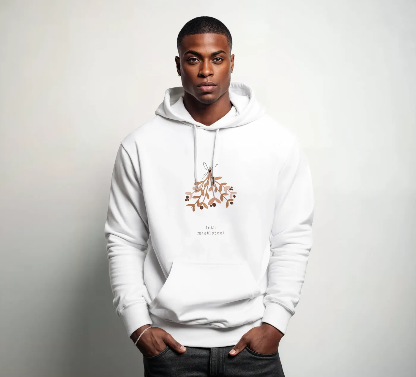 Blush Let's Mistletoe hoodie by Orara Studio