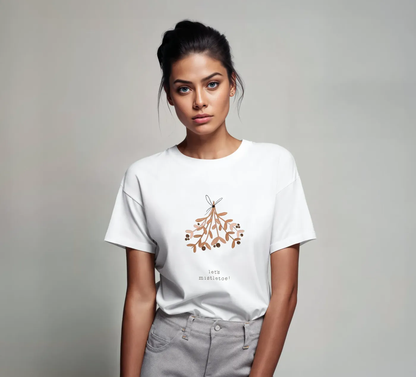 Blush Let's Mistletoe t-shirt by Orara Studio