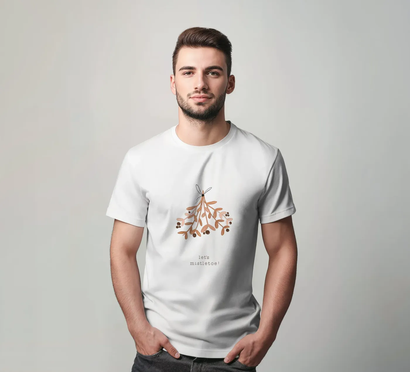 Blush Let's Mistletoe t-shirt by Orara Studio