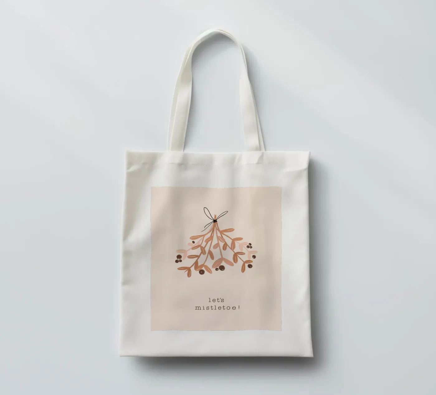 Blush Let's Mistletoe tote bag by Orara Studio