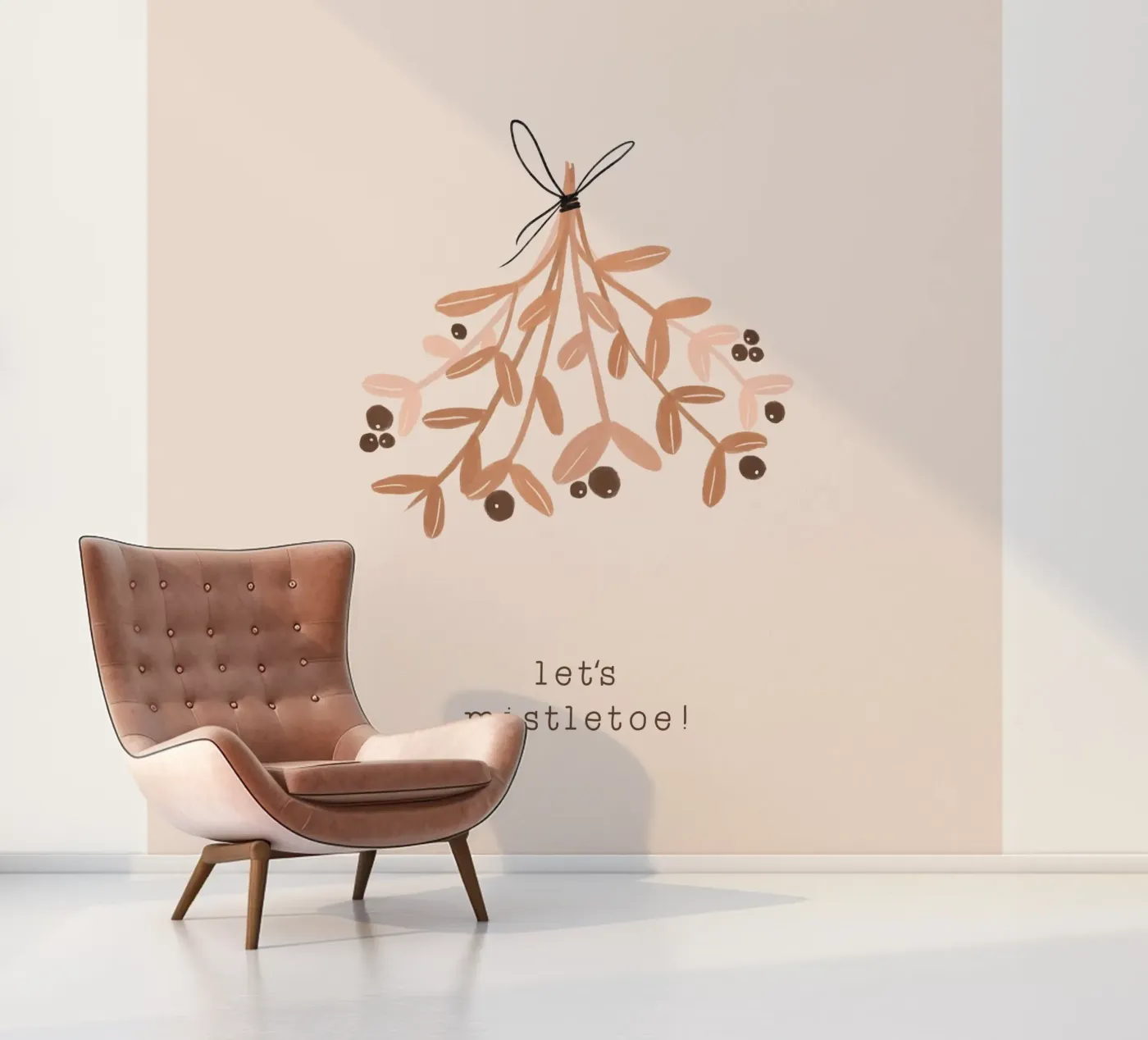 Blush Let's Mistletoe fotobehang van Orara Studio