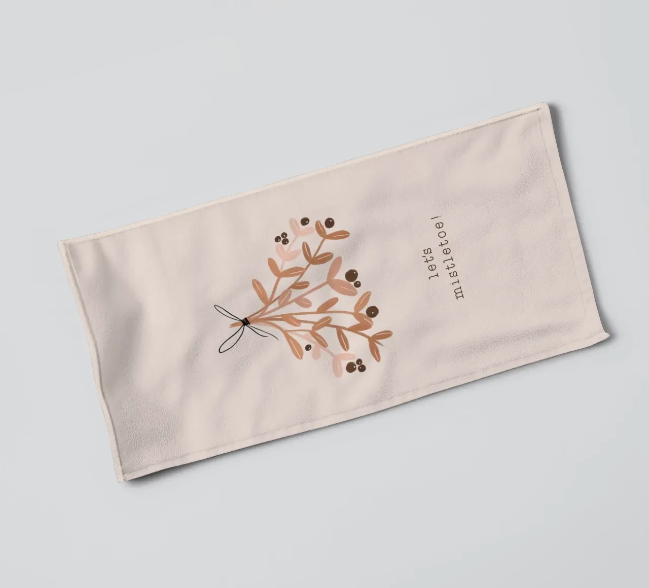 Blush Let's Mistletoe towel by Orara Studio