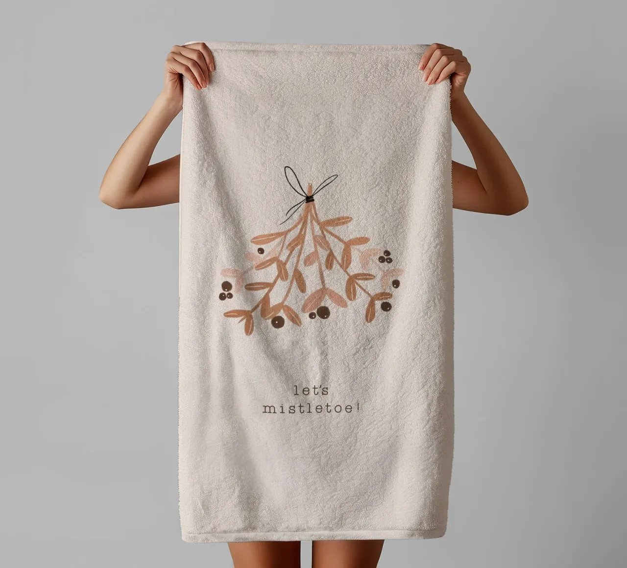 Blush Let's Mistletoe towel by Orara Studio