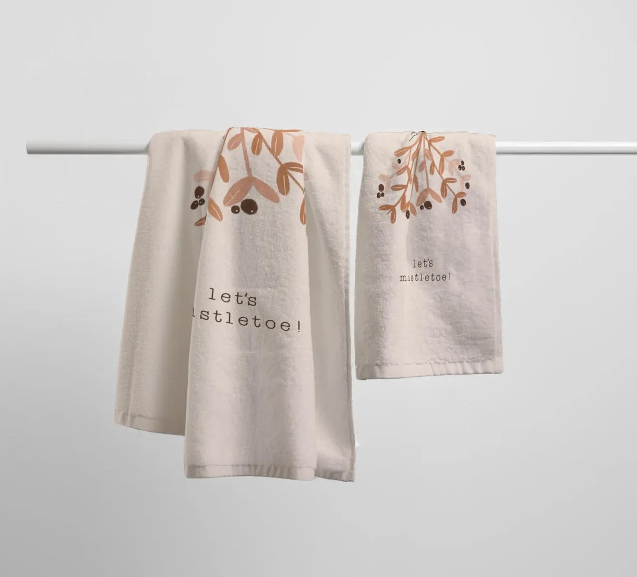 Blush Let's Mistletoe towel by Orara Studio