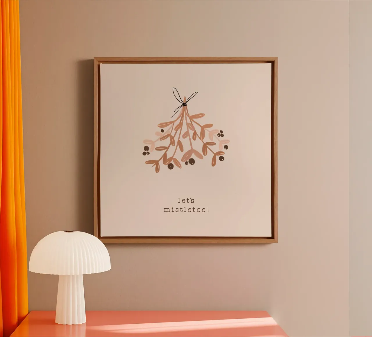 Blush Let's Mistletoe canvas by Orara Studio