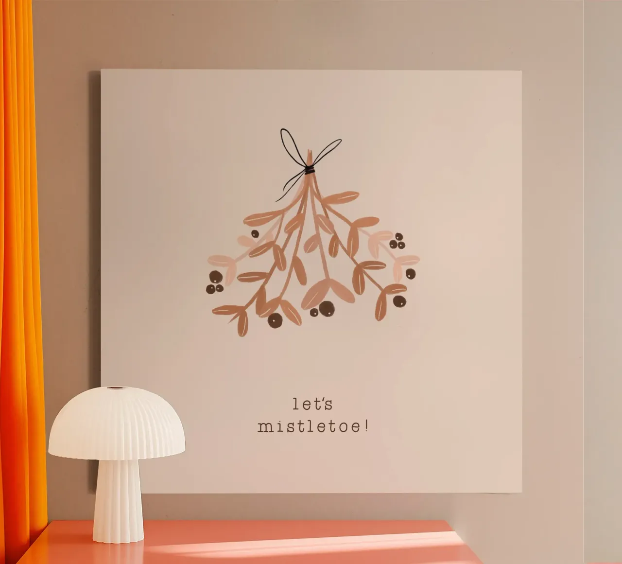 Blush Let's Mistletoe canvas by Orara Studio