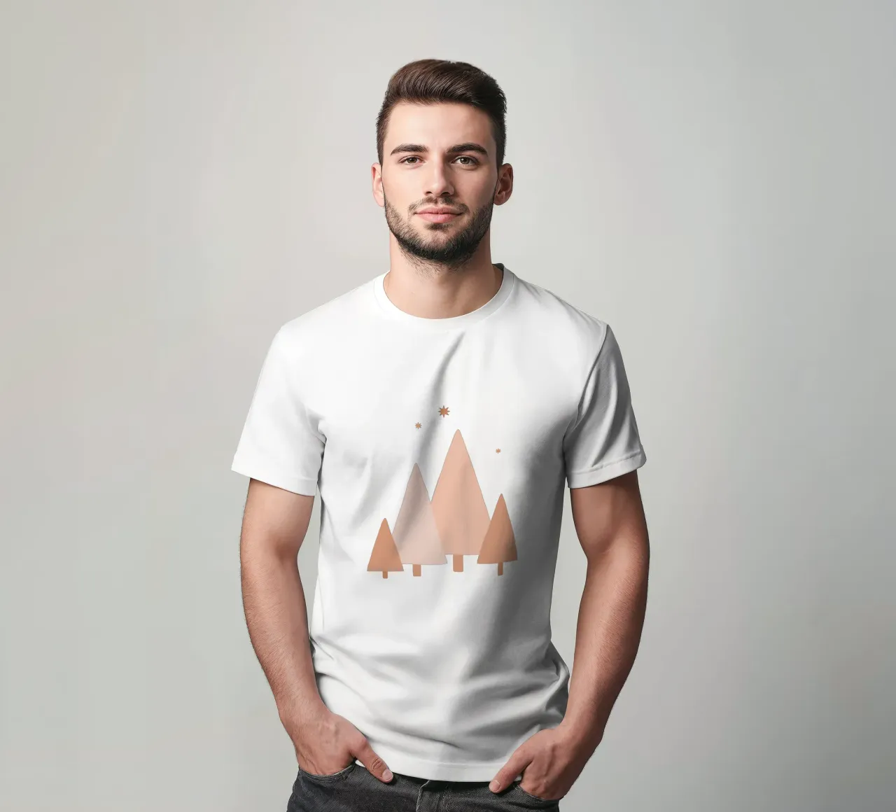 Blush Minimal Trees & Stars t-shirt de Orara Studio
