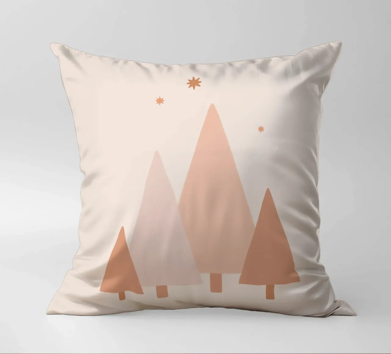 Blush Minimal Trees & Stars decorative cushion by Orara Studio