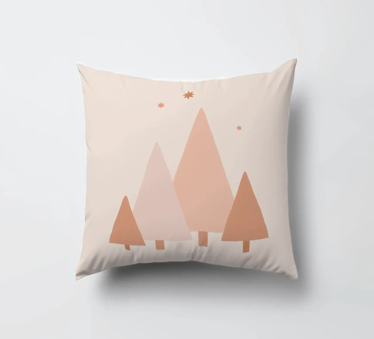 Blush Minimal Trees & Stars decorative cushion by Orara Studio