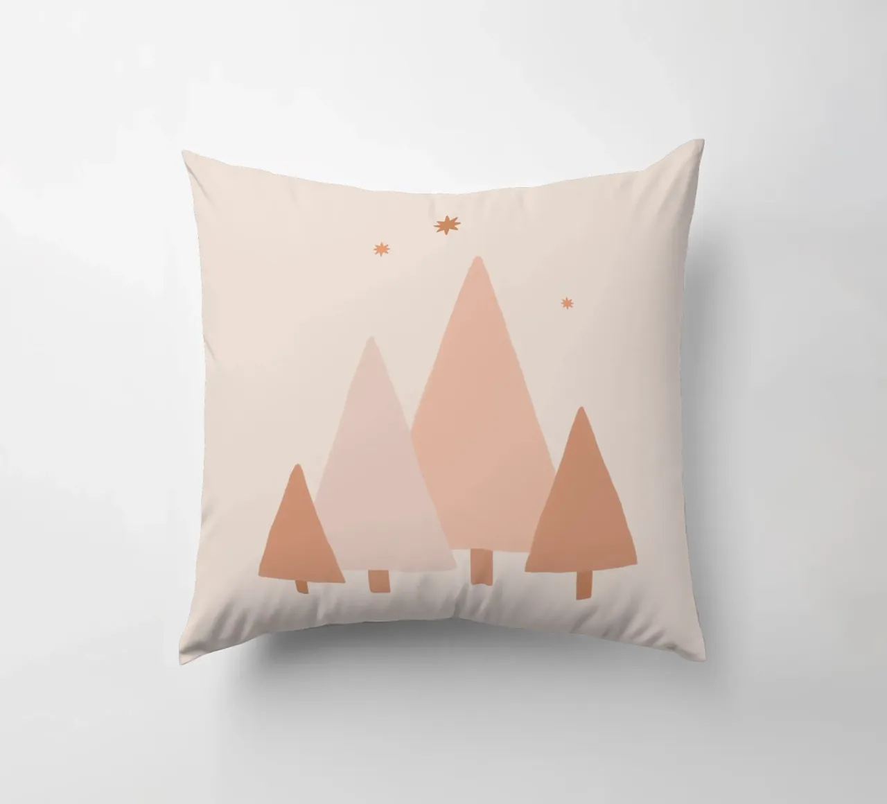 Blush Minimal Trees & Stars decorative cushion by Orara Studio