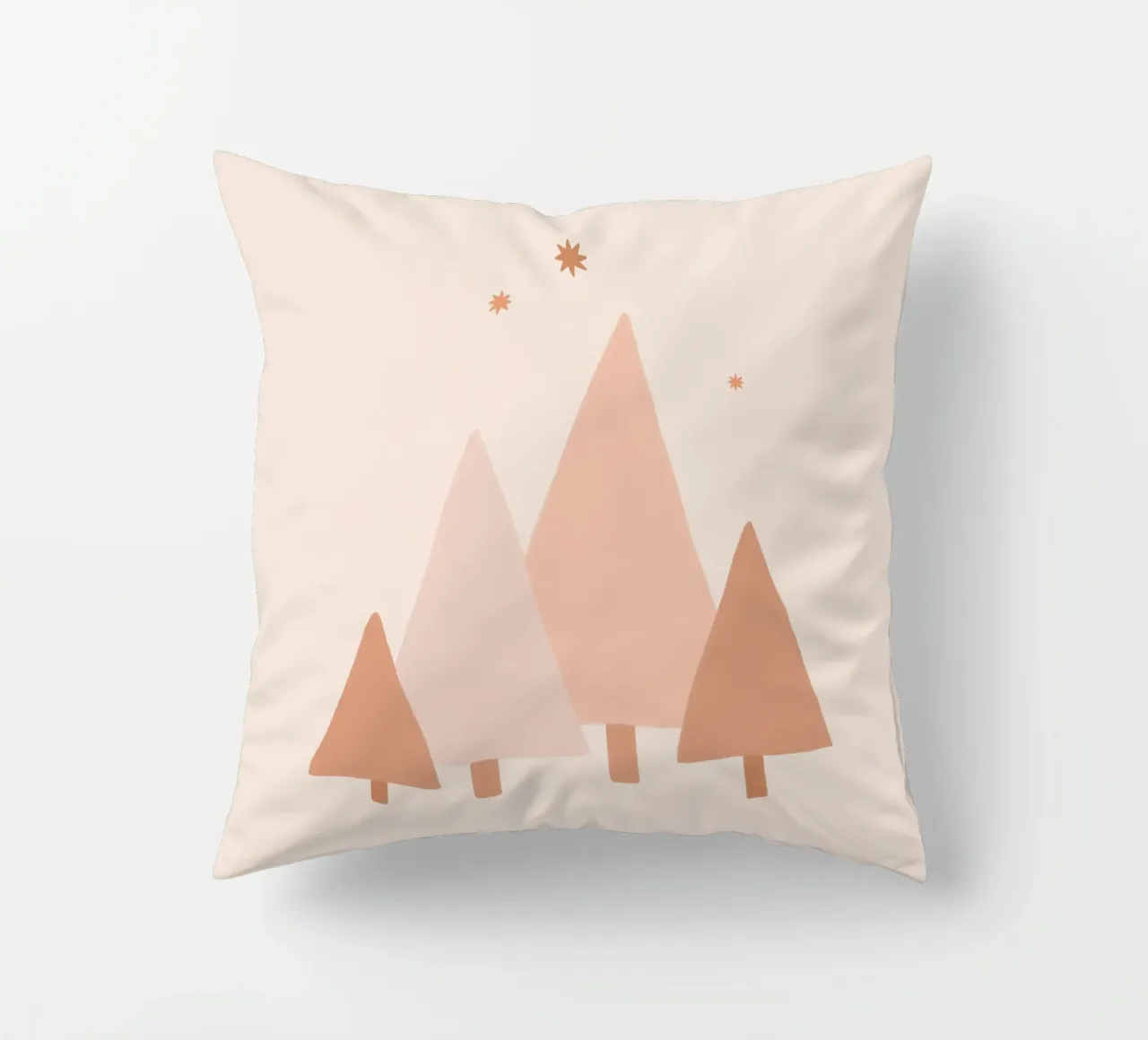 Blush Minimal Trees & Stars decorative cushion by Orara Studio