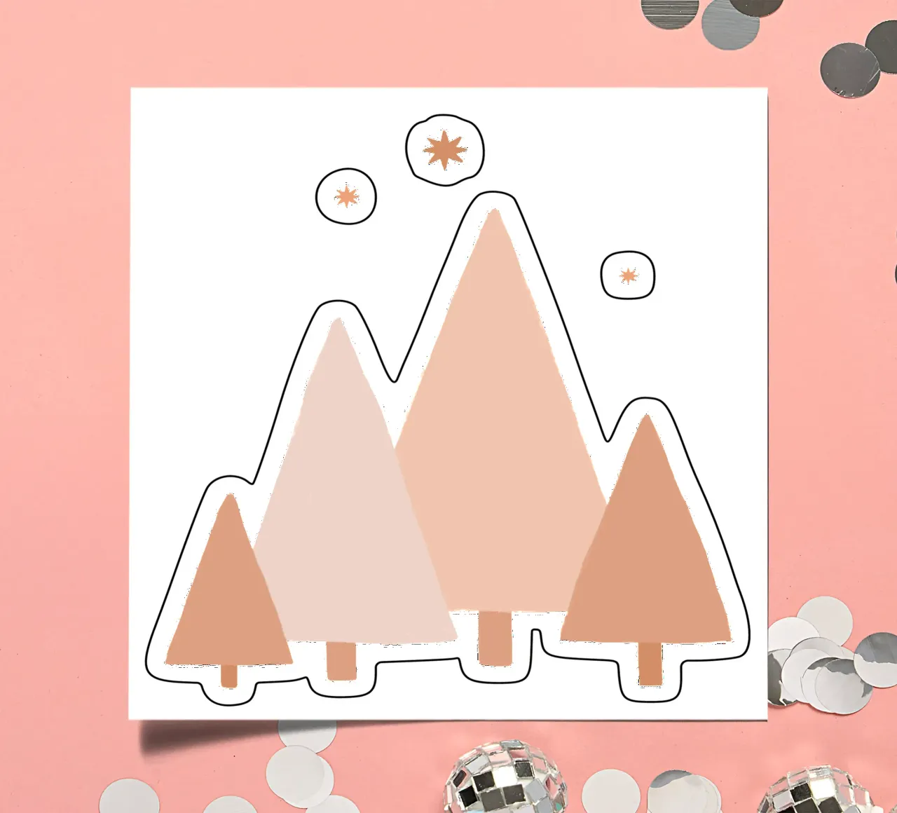 Blush Minimal Trees & Stars sticker sheet by Orara Studio