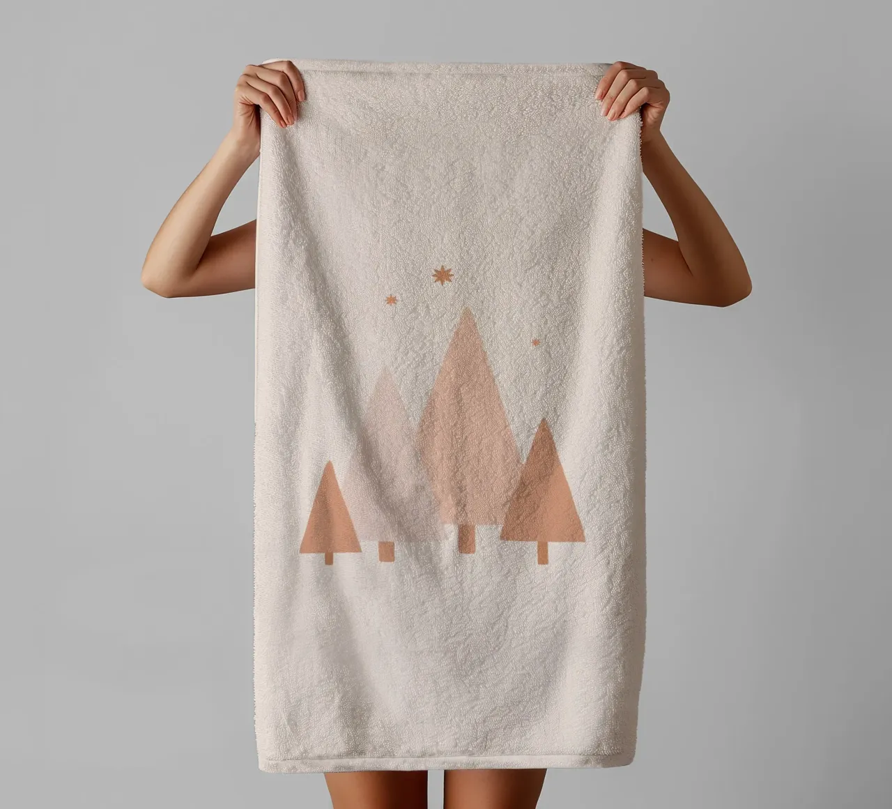 Blush Minimal Trees & Stars towel by Orara Studio