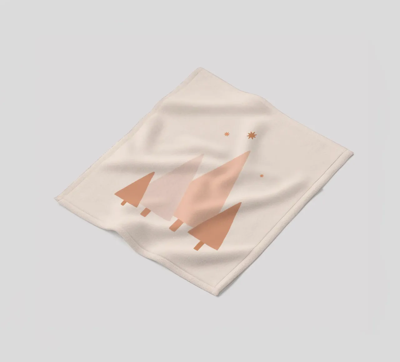 Blush Minimal Trees & Stars fleece blanket by Orara Studio