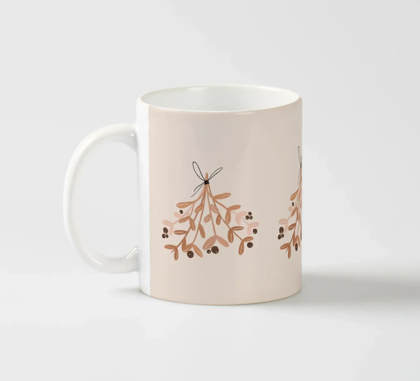 Blush Mistletoe ceramic mug by Orara Studio