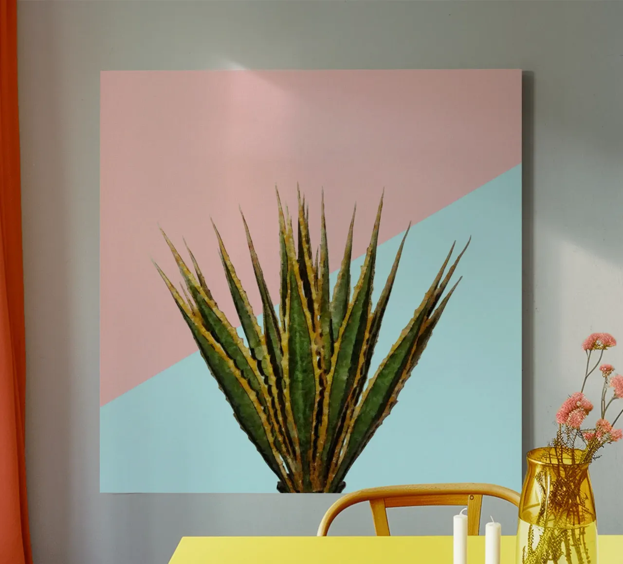 Agave 01 tela con Cornice a cassetta da amini54