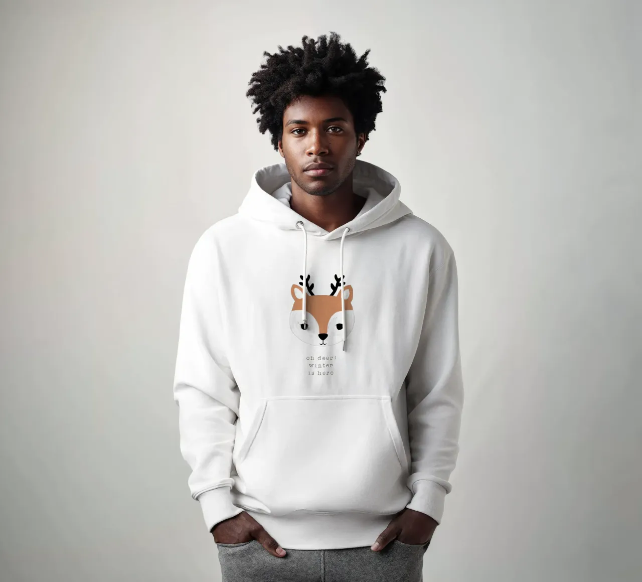 Blush Oh Deer L'inverno è qui II felpa con cappuccio da Orara Studio