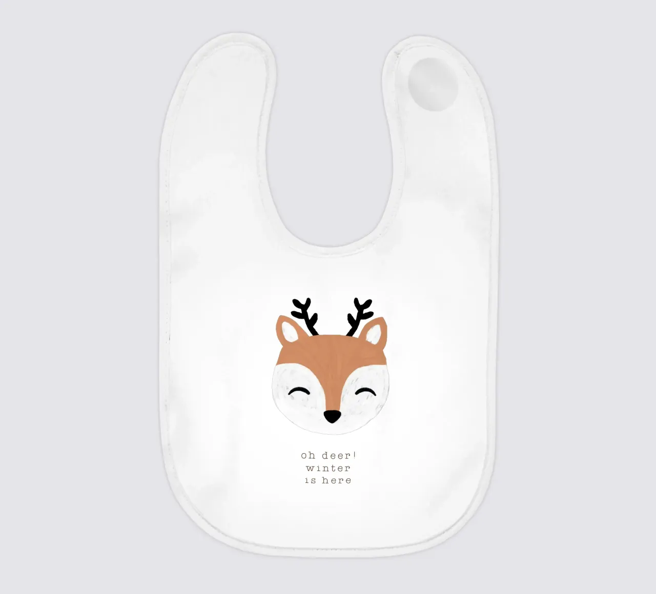 Blush Oh Deer Winter Is Here baby bib by Orara Studio