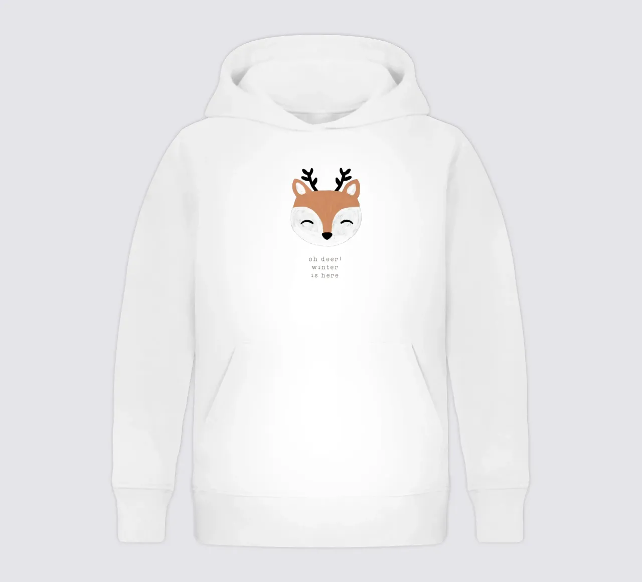 Blush Oh Deer Winter Is Here kids hoodie by Orara Studio