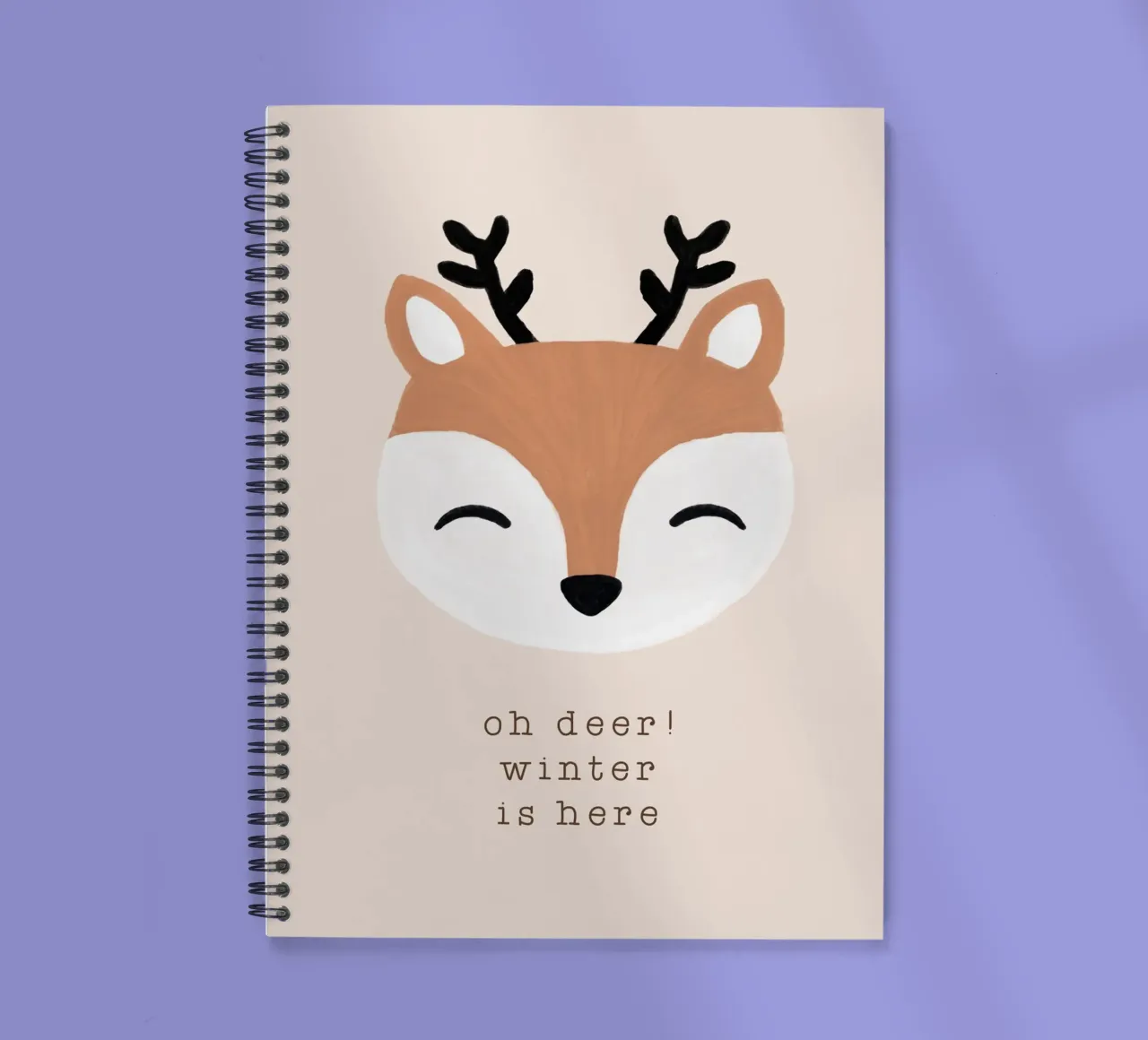 Blush Oh Deer Winter Is Here spiral notebook by Orara Studio