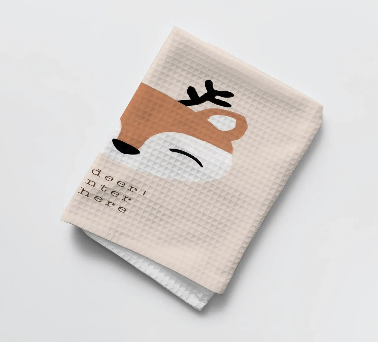 Blush Oh Deer Winter Is Here tea towel by Orara Studio