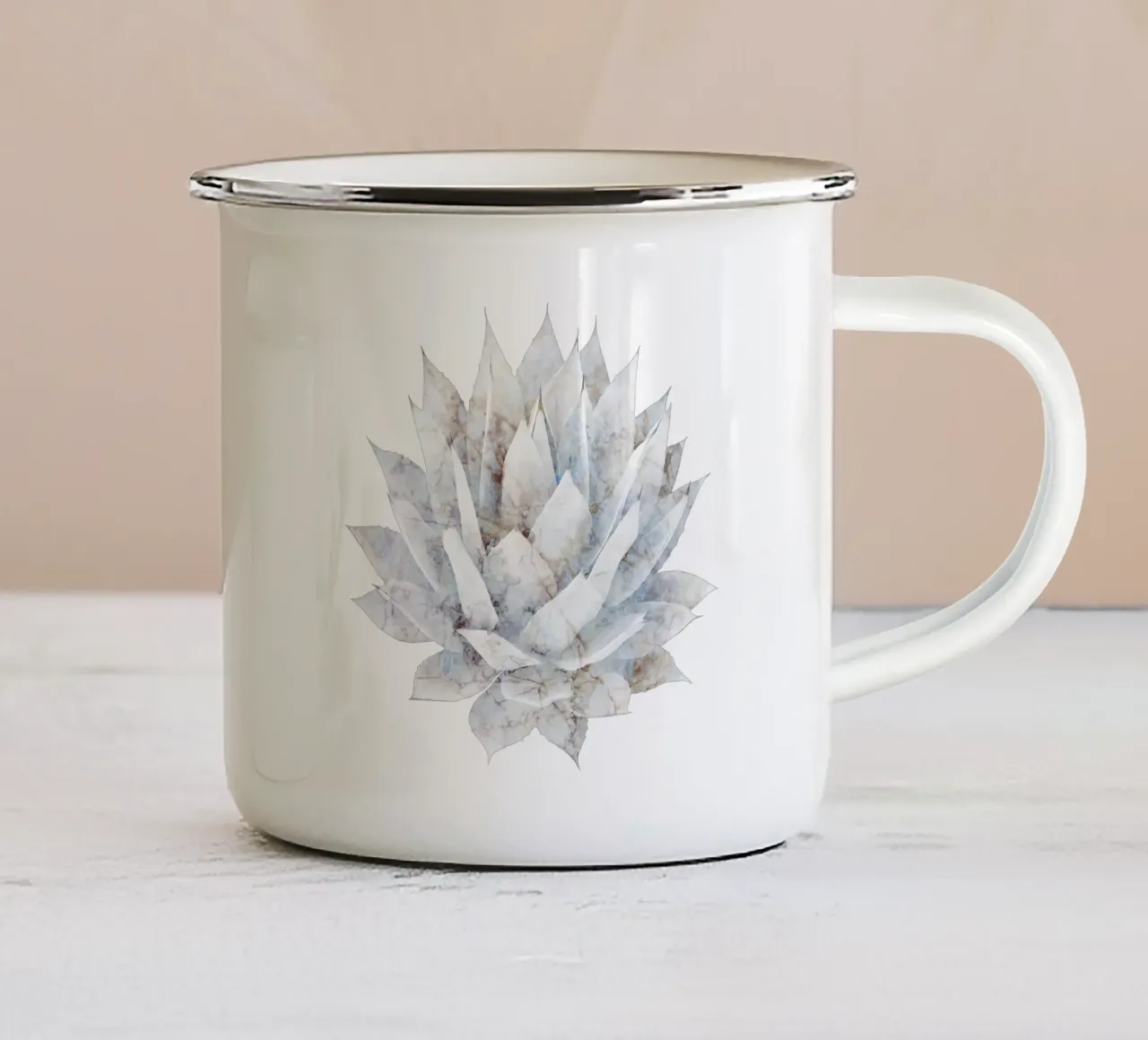 Marmo bianco Agave tazza in smalto da amini54