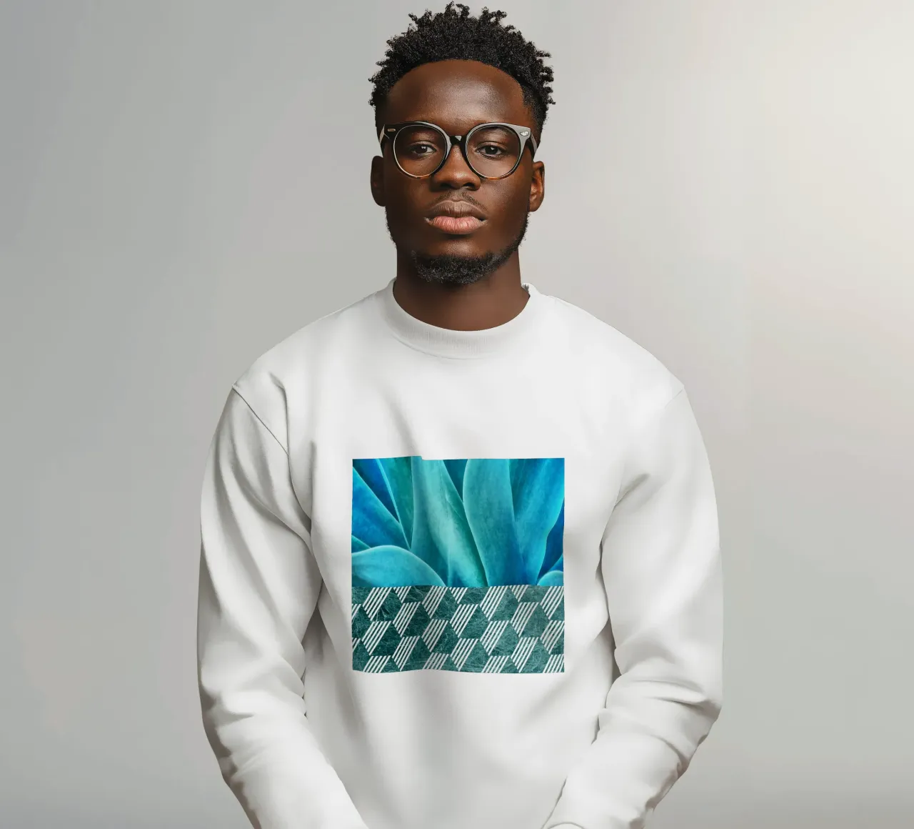 Teal Agave on Hexagonal Pattern sweatshirt by amini54