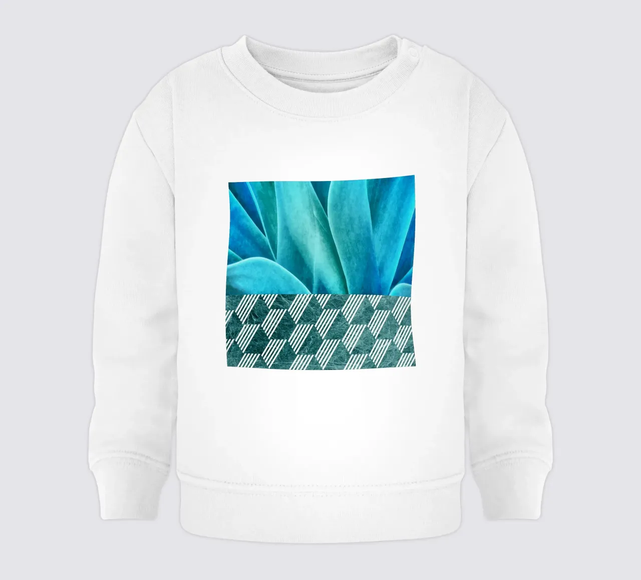 Teal Agave on Hexagonal Pattern baby sweatshirt by amini54