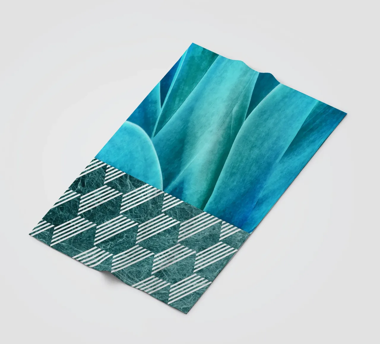 Teal Agave on Hexagonal Pattern fleece blanket by amini54