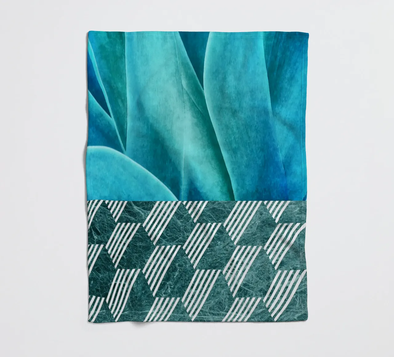 Teal Agave on Hexagonal Pattern fleece blanket by amini54