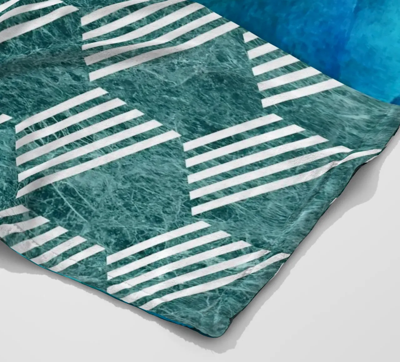 Teal Agave on Hexagonal Pattern fleece blanket by amini54