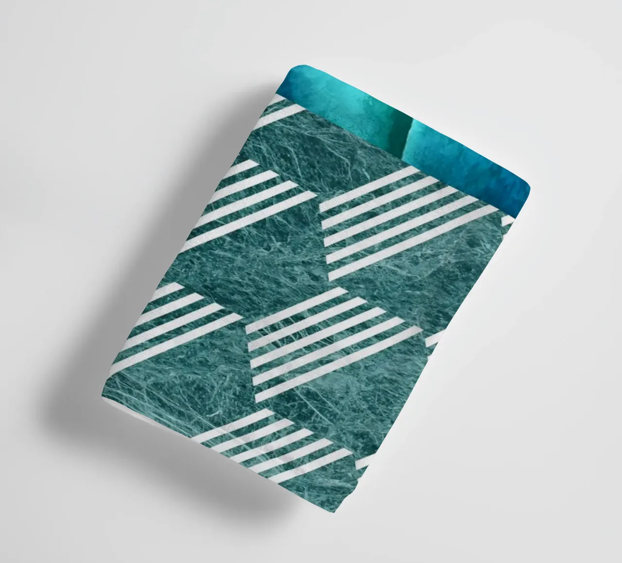 Teal Agave on Hexagonal Pattern towel by amini54