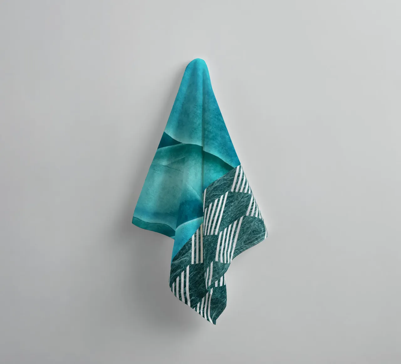 Teal Agave on Hexagonal Pattern towel by amini54