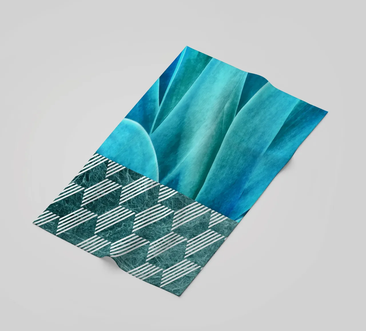 Teal Agave on Hexagonal Pattern beach towel by amini54