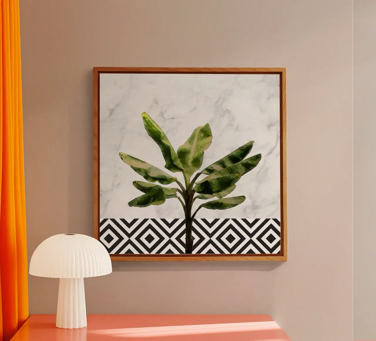 Bananenpflanze auf karierter Wand Acryl-Glas von amini54