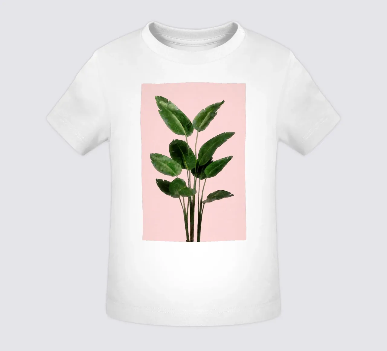 Bird of Paradise Plant on Pink Wall baby t-shirt by amini54