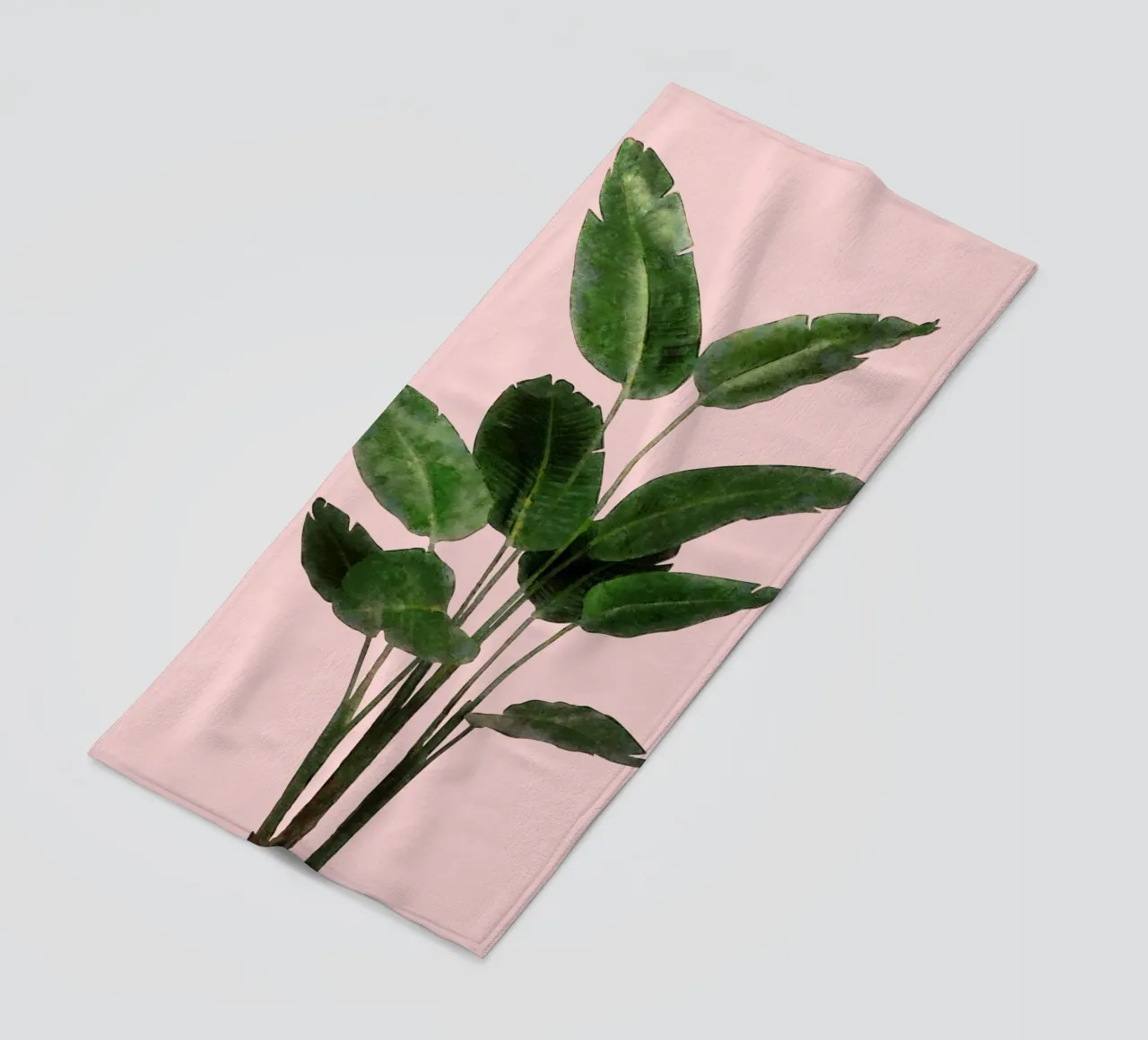 Bird of Paradise Plant on Pink Wall beach towel by amini54