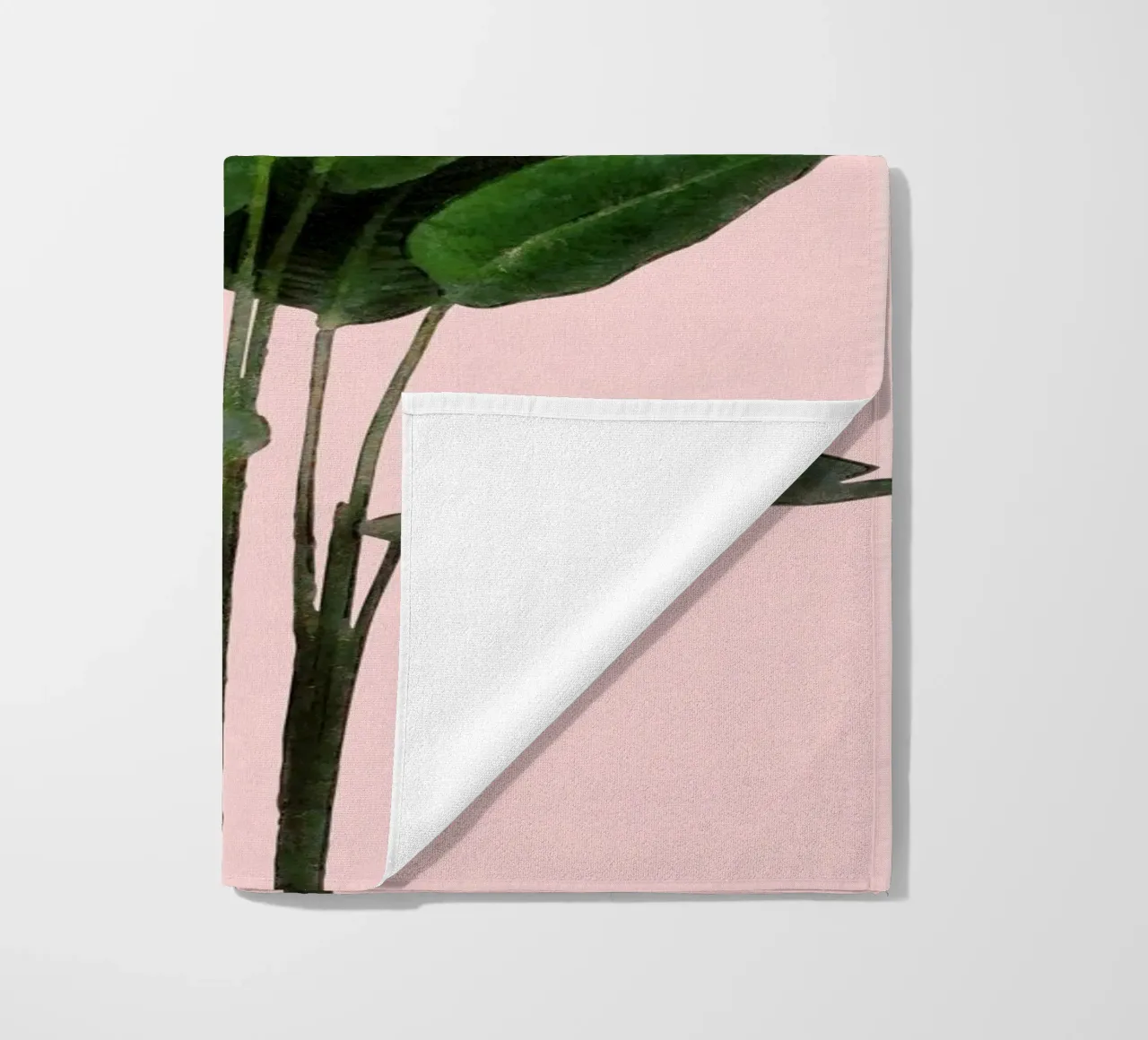 Bird of Paradise Plant on Pink Wall beach towel by amini54