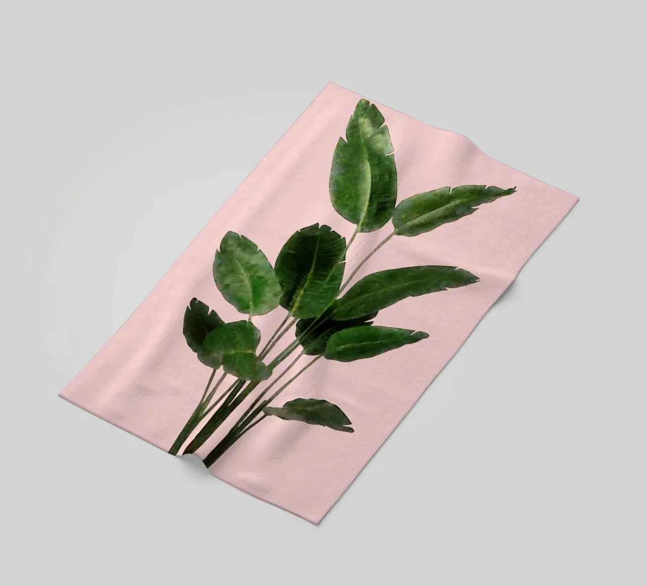 Bird of Paradise Plant on Pink Wall beach towel by amini54